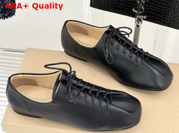 Lemaire Souris Flat Classic Derbies in Black Leather Replica