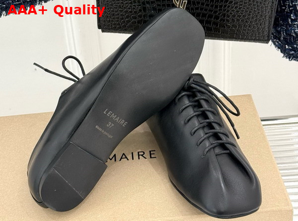 Lemaire Souris Flat Classic Derbies in Black Leather Replica