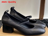 Lemaire Square Ballerina with 55mm Heel Black Smooth Nappa Leather Replica