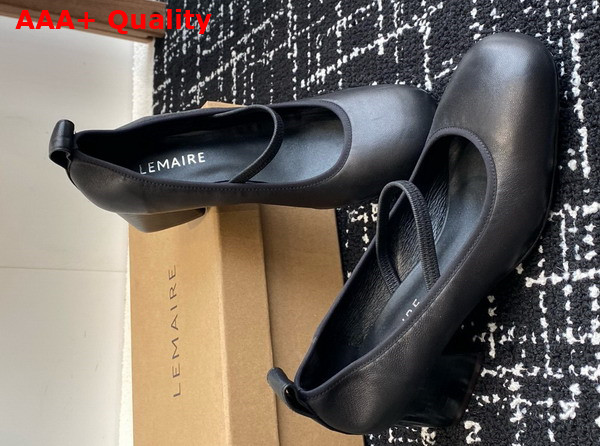 Lemaire Square Ballerina with 55mm Heel Black Smooth Nappa Leather Replica