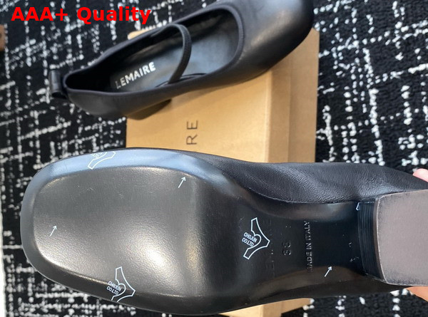 Lemaire Square Ballerina with 55mm Heel Black Smooth Nappa Leather Replica