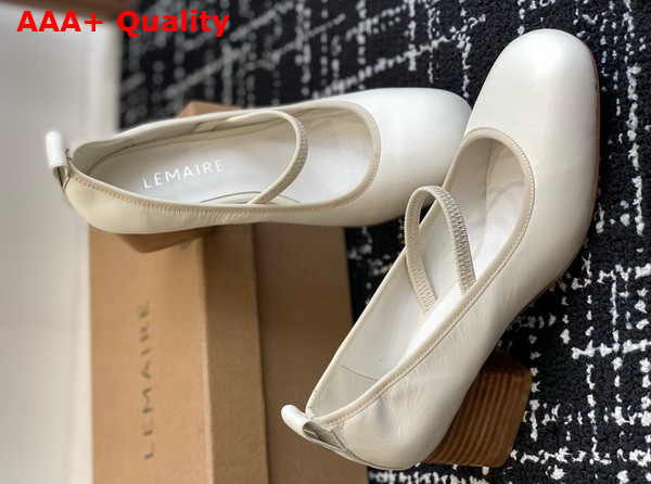 Lemaire Square Ballerina with 55mm Heel White Smooth Nappa Leather Replica