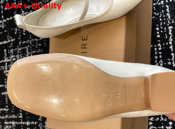 Lemaire Square Ballerina with 55mm Heel White Smooth Nappa Leather Replica