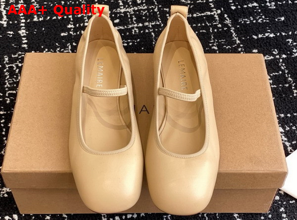 Lemaire Square Flat Ballerina in Beige Smooth Nappa Leather Replica
