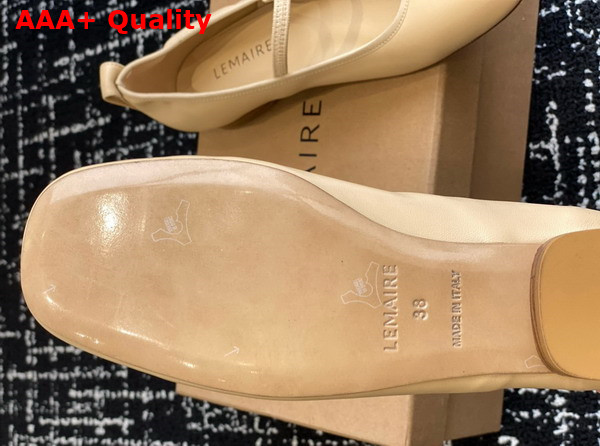 Lemaire Square Flat Ballerina in Beige Smooth Nappa Leather Replica