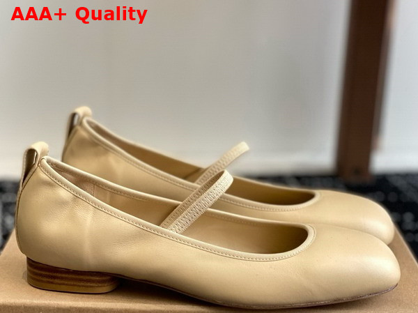 Lemaire Square Flat Ballerina in Beige Smooth Nappa Leather Replica