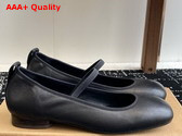 Lemaire Square Flat Ballerina in Black Smooth Nappa Leather Replica