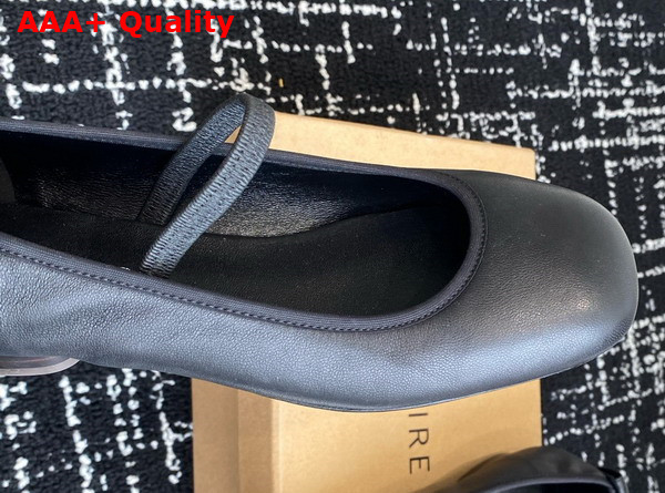 Lemaire Square Flat Ballerina in Black Smooth Nappa Leather Replica