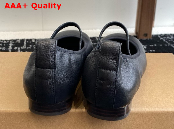 Lemaire Square Flat Ballerina in Black Smooth Nappa Leather Replica