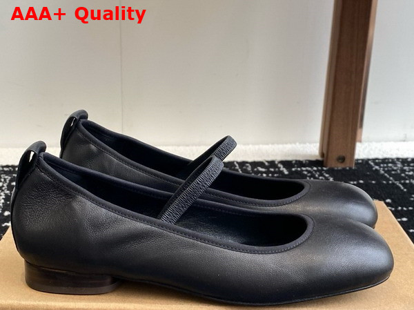 Lemaire Square Flat Ballerina in Black Smooth Nappa Leather Replica