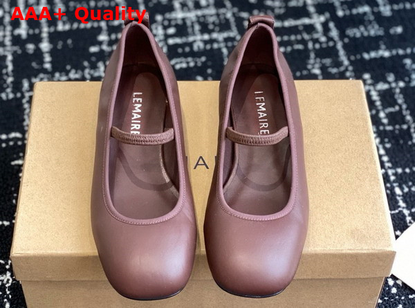 Lemaire Square Flat Ballerina in Dark Brown Smooth Nappa Leather Replica
