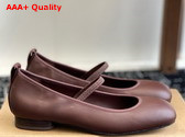 Lemaire Square Flat Ballerina in Dark Brown Smooth Nappa Leather Replica