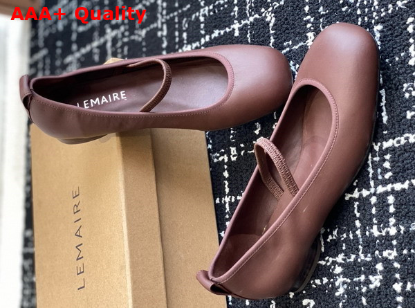 Lemaire Square Flat Ballerina in Dark Brown Smooth Nappa Leather Replica