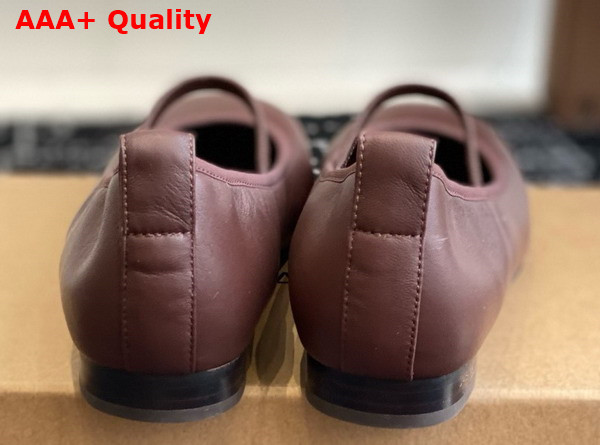 Lemaire Square Flat Ballerina in Dark Brown Smooth Nappa Leather Replica