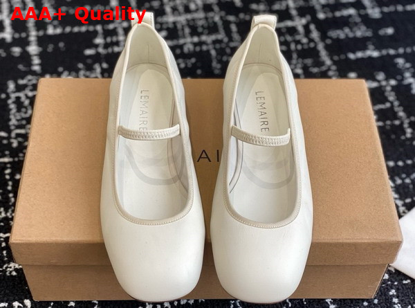 Lemaire Square Flat Ballerina in White Smooth Nappa Leather Replica