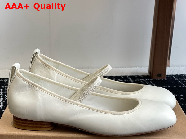 Lemaire Square Flat Ballerina in White Smooth Nappa Leather Replica