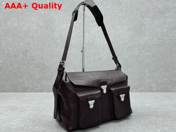 Lemaire Week End Gear Bag Dark Eggplant Glossy Vegetable Leather Replica
