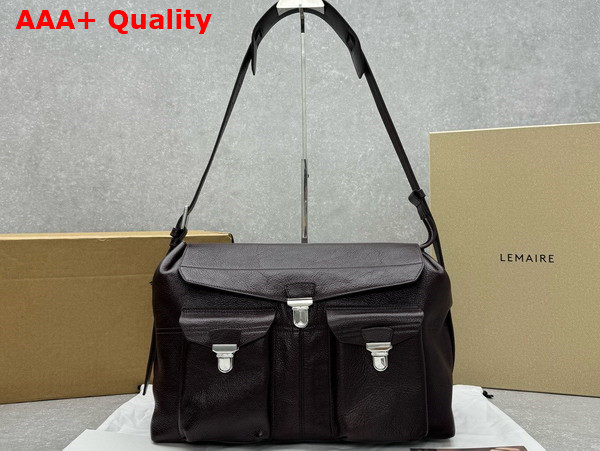 Lemaire Week End Gear Bag Dark Eggplant Glossy Vegetable Leather Replica
