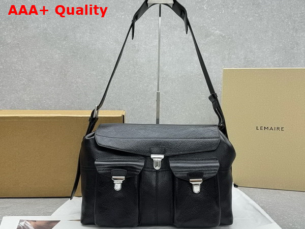 Lemaire Week End Gear Bag Espresso Glossy Vegetable Leather Replica