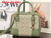 Loewe Amazona 19 Square Bag in Jacquard and Calfskin Green Avocado Green Replica