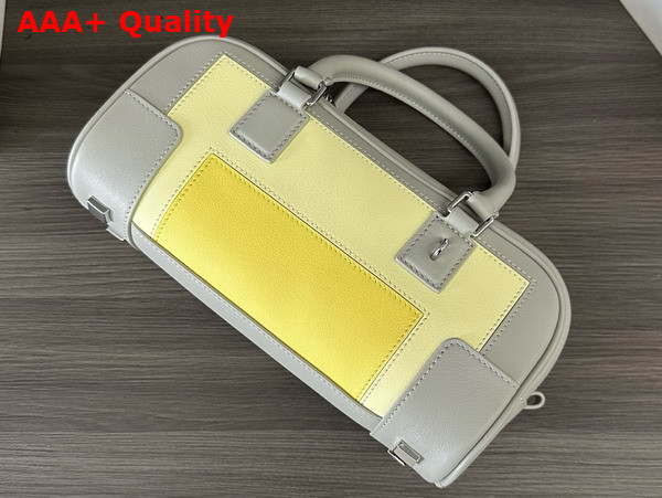 Loewe Amazona 23 Cropped Bag in Suede and Nappa Calfskin Yellow and Shell Grey Replica