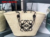 Loewe Anagram Basket Bag in Iraca Palm and Calfskin Natural Black Replica