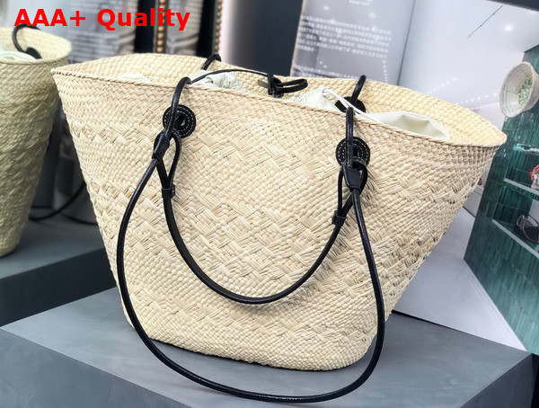 Loewe Anagram Basket Bag in Iraca Palm and Calfskin Natural Black Replica