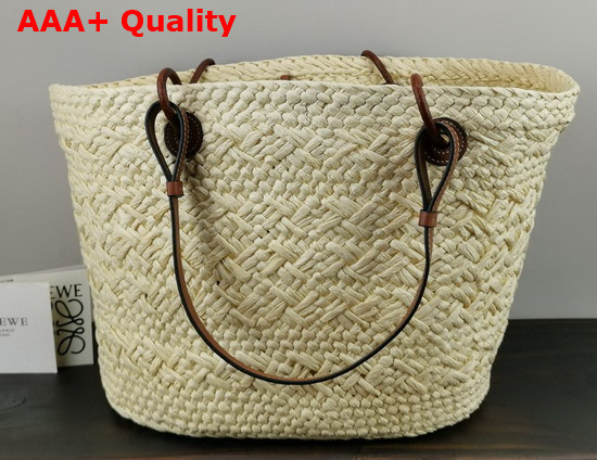Loewe Anagram Basket Bag in Iraca Palm and Calfskin Natural Tan Replica