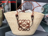 Loewe Anagram Basket Bag in Iraca Palm and Calfskin Natural and Tan Replica