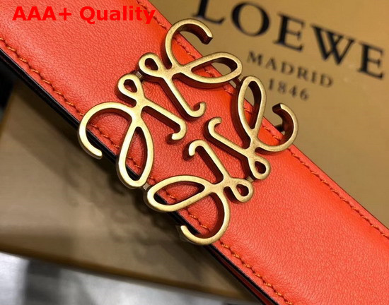 Loewe Anagram Belt 32cm Orange and Black Calfskin Replica