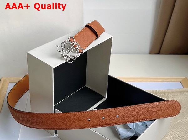 Loewe Anagram Belt in Pebble Grain Calfskin Tan Gold Replica