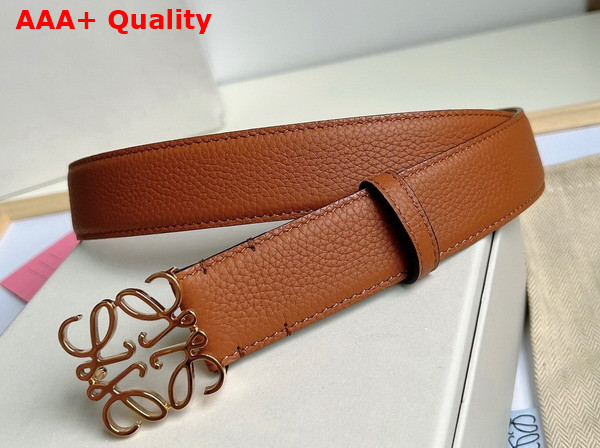 Loewe Anagram Belt in Pebble Grain Calfskin Tan Gold Replica