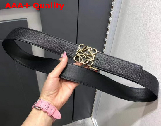 Loewe Anagram Buckle Reversible Belt 4cm Black Calfskin Replica