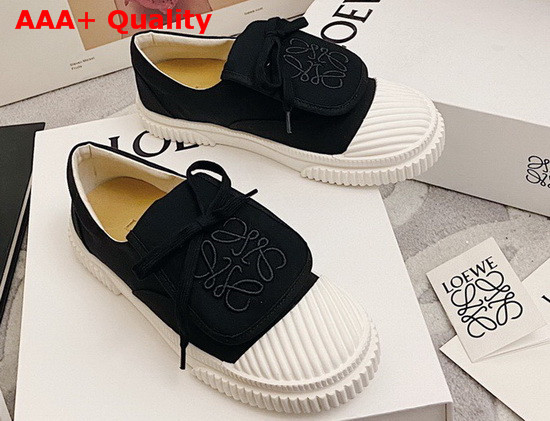 Loewe Anagram Flap Sneaker in Black Canvas Replica