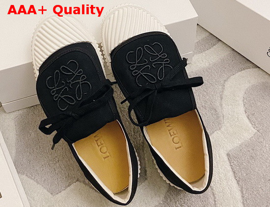 Loewe Anagram Flap Sneaker in Black Canvas Replica