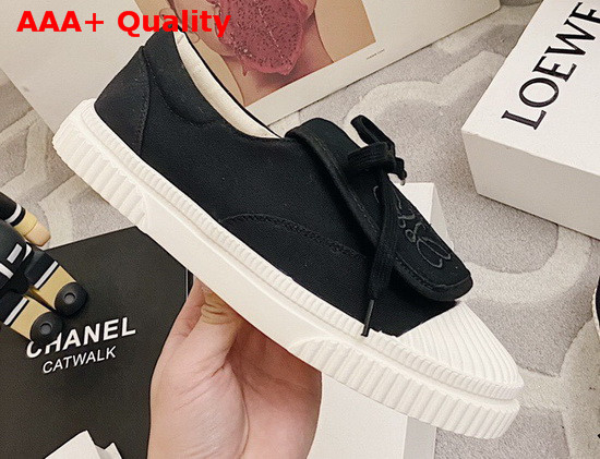 Loewe Anagram Flap Sneaker in Black Canvas Replica