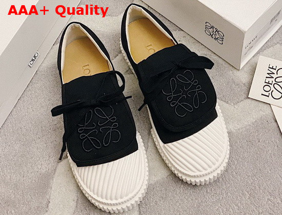 Loewe Anagram Flap Sneaker in Black Canvas Replica