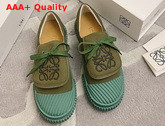 Loewe Anagram Flap Sneaker in Khaki Green Canvas Replica