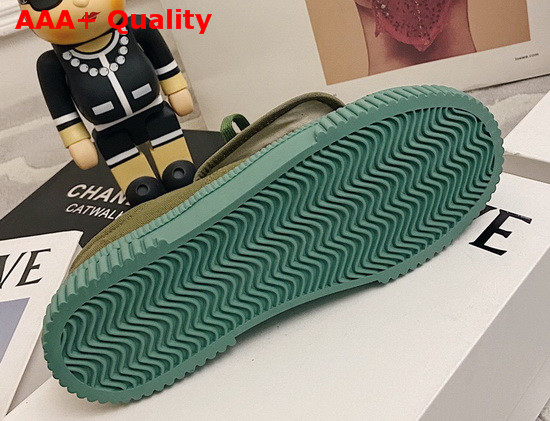 Loewe Anagram Flap Sneaker in Khaki Green Canvas Replica