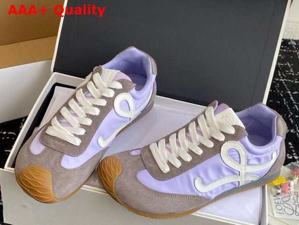 Loewe Ballet Runner 20 in Nylon and Calfskin Lilac White and Grey Replica