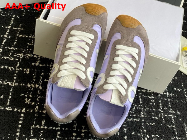 Loewe Ballet Runner 20 in Nylon and Calfskin Lilac White and Grey Replica