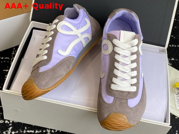 Loewe Ballet Runner 20 in Nylon and Calfskin Lilac White and Grey Replica