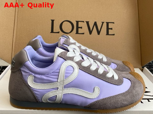 Loewe Ballet Runner 20 in Nylon and Calfskin Lilac White and Grey Replica