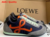 Loewe Ballet Runner 20 in Nylon and Calfskin Navy Orange and Turquoise Replica