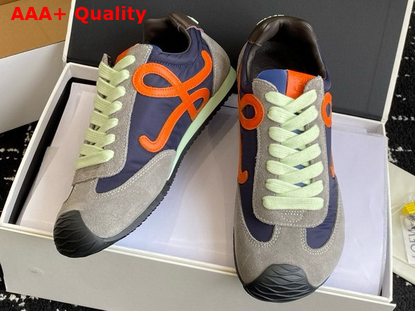 Loewe Ballet Runner 20 in Nylon and Calfskin Navy Orange and Turquoise Replica