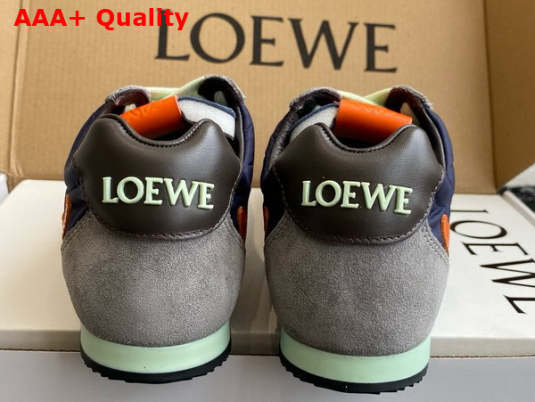 Loewe Ballet Runner 20 in Nylon and Calfskin Navy Orange and Turquoise Replica