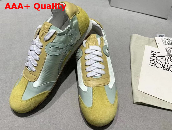 Loewe Ballet Runner Light Green and Yellow Nylon and Leather Replica