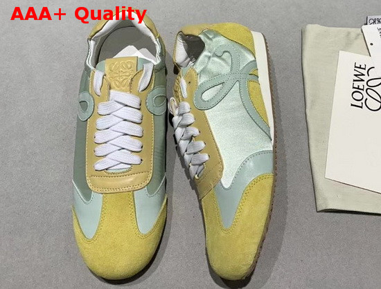 Loewe Ballet Runner Light Green and Yellow Nylon and Leather Replica