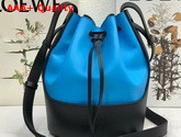 Loewe Balloon Small Bag in Topaz Blue Black Nappa Calf Leather Replica