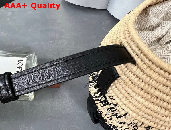 Loewe Beehive Basket bag in Raffia and Calfskin Natural Black Replica